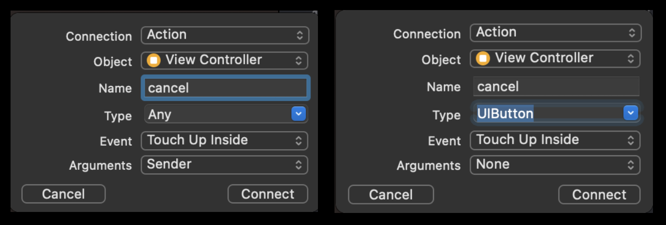 Default and Non-Default IBActions