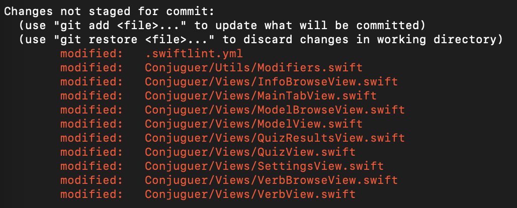 Git Status Showing Modified Files